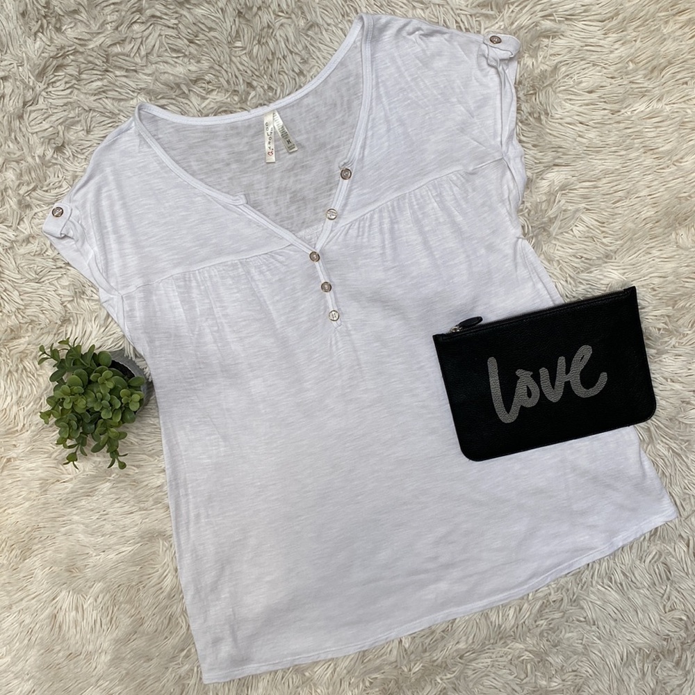 Col Story Henley Button Top 💗 White